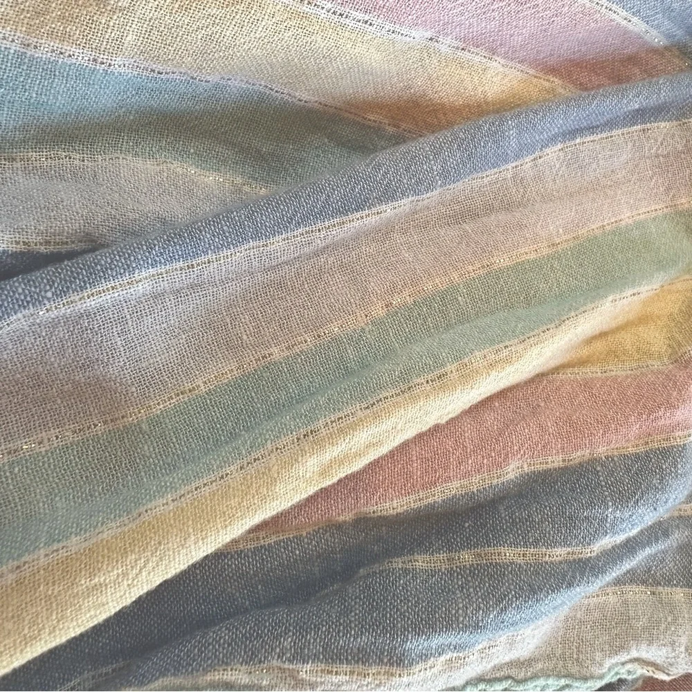 Rails “Charli” multi pastel striped long sleeve blouse rayon linen Size M - Picture 5 of 8